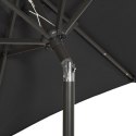  Parasol z lampkami LED, czarny, 200x211 cm, aluminium Lumarko!