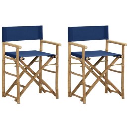  Składane krzesła reżyserskie 2 szt., niebieskie, bambus/tkanina Lumarko!
