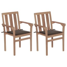  Krzesła ogrodowe, 2 szt., poduszki taupe, drewno tekowe Lumarko!