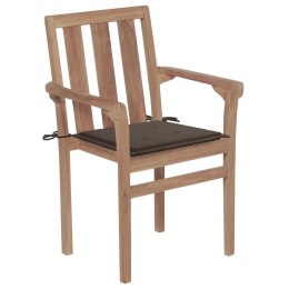  Krzesła ogrodowe, 2 szt., poduszki taupe, drewno tekowe Lumarko!