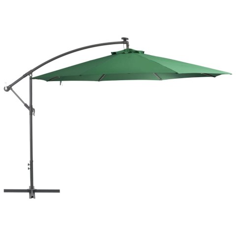  Parasol wiszący z LED i metalową rurą, 350 cm, zielony Lumarko!