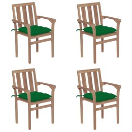  Sztaplowane krzesła ogrodowe z poduszkami, 4 szt., tekowe Lumarko!