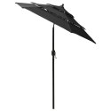  3-poziomowy parasol na aluminiowym słupku, czarny, 2 m Lumarko!