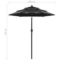  3-poziomowy parasol na aluminiowym słupku, czarny, 2 m Lumarko!