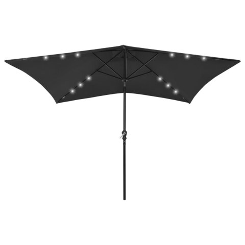  Parasol z lampkami LED, na stalowym słupku, czarny, 2x3 m Lumarko!