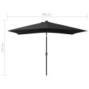  Parasol z lampkami LED, na stalowym słupku, czarny, 2x3 m Lumarko!