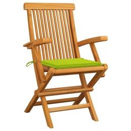 Krzesła ogrodowe z jasnozielonymi poduszkami, 2 szt., tekowe Lumarko!