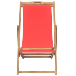  Składany leżak plażowy, lite drewno tekowe, czerwony Lumarko!