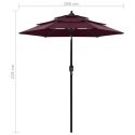  3-poziomowy parasol na aluminiowym słupku, bordowy, 2 m Lumarko!