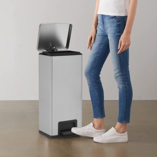  Kosz na śmieci z pedałem, bezdotykowy, 30 L, srebrny, stal Lumarko!