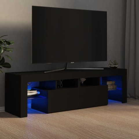  Szafka pod TV z oświetleniem LED, czarna, 140x35x40 cm Lumarko!