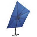  Parasol wiszący z lampkami LED i słupkiem, lazurowy, 300 cm Lumarko!