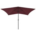  Parasol z lampkami LED, na stalowym słupku, bordo, 2x3 m Lumarko!