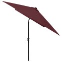  Parasol z lampkami LED, na stalowym słupku, bordo, 2x3 m Lumarko!