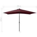  Parasol z lampkami LED, na stalowym słupku, bordo, 2x3 m Lumarko!