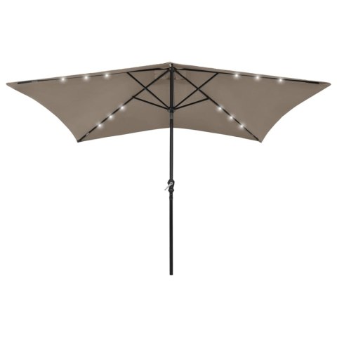  Parasol z lampkami LED, na stalowym słupku, kolor taupe, 2x3 m Lumarko!