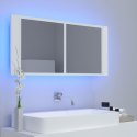  Szafka łazienkowa z lustrem i LED, biała, 100x12x45 cm Lumarko!