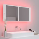 Szafka łazienkowa z lustrem i LED, biała, 100x12x45 cm Lumarko!