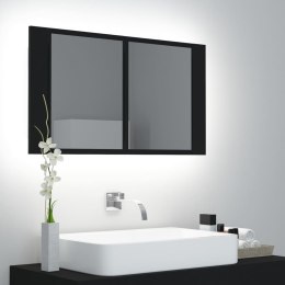  Szafka łazienkowa z lustrem i LED, czarna, 80x12x45 cm Lumarko!