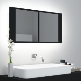  Szafka łazienkowa z lustrem i LED, czarna, 90x12x45 cm Lumarko!
