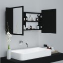  Szafka łazienkowa z lustrem i LED, czarna, 90x12x45 cm Lumarko!