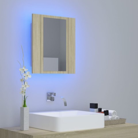  Szafka łazienkowa z lustrem i LED, dąb sonoma, 40x12x45 cm Lumarko!