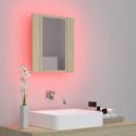  Szafka łazienkowa z lustrem i LED, dąb sonoma, 40x12x45 cm Lumarko!