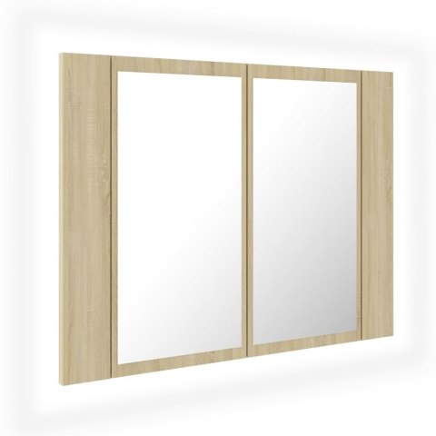  Szafka łazienkowa z lustrem i LED, dąb sonoma, 60x12x45 cm Lumarko!