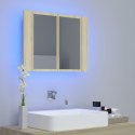  Szafka łazienkowa z lustrem i LED, dąb sonoma, 60x12x45 cm Lumarko!