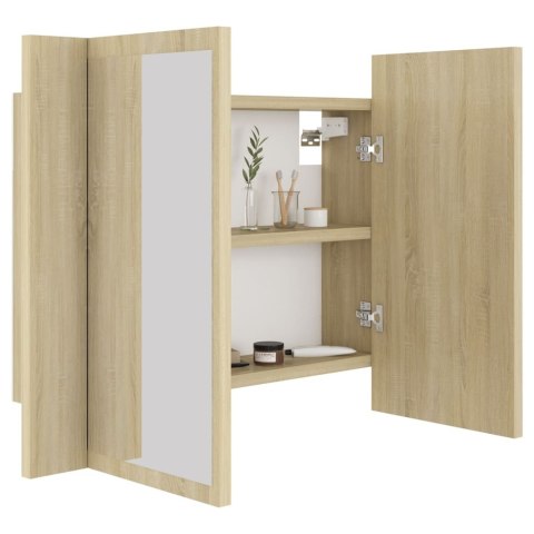  Szafka łazienkowa z lustrem i LED, dąb sonoma, 60x12x45 cm Lumarko!