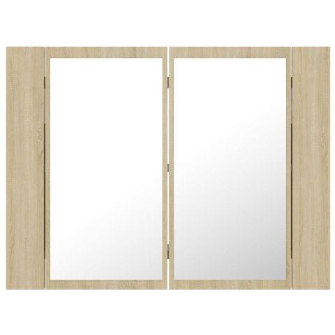  Szafka łazienkowa z lustrem i LED, dąb sonoma, 60x12x45 cm Lumarko!
