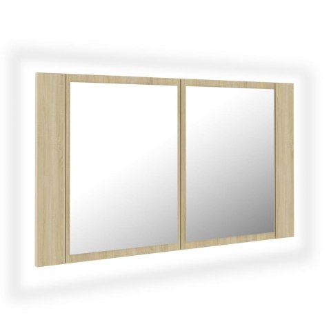  Szafka łazienkowa z lustrem i LED, dąb sonoma, 80x12x45 cm Lumarko!