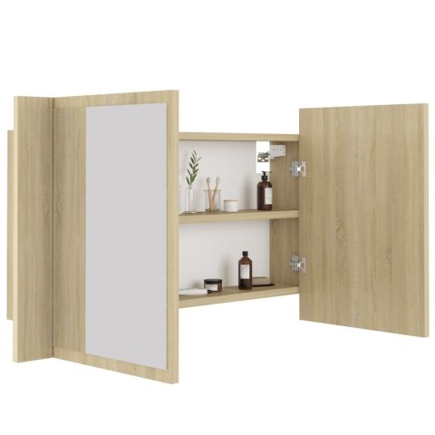  Szafka łazienkowa z lustrem i LED, dąb sonoma, 80x12x45 cm Lumarko!