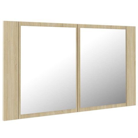  Szafka łazienkowa z lustrem i LED, dąb sonoma, 80x12x45 cm Lumarko!