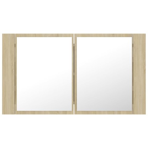  Szafka łazienkowa z lustrem i LED, dąb sonoma, 80x12x45 cm Lumarko!
