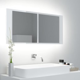  Szafka łazienkowa z lustrem i LED, połysk, biała, 100x12x45 cm Lumarko!