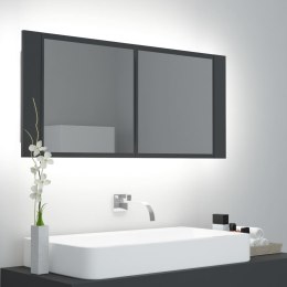  Szafka łazienkowa z lustrem i LED, szara, 100x12x45 cm Lumarko!
