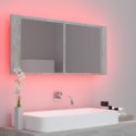  Szafka łazienkowa z lustrem i LED, szarość betonu, 100x12x45 cm Lumarko!