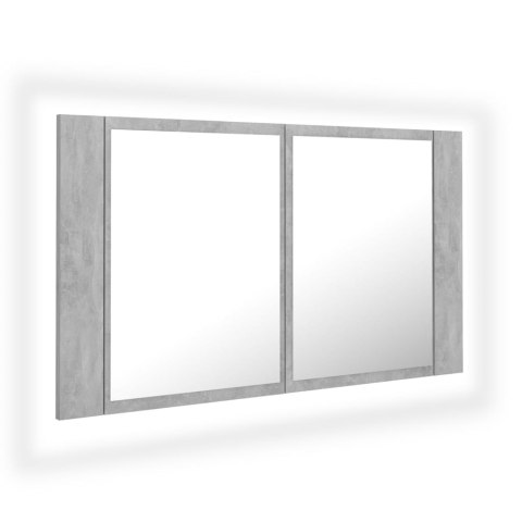  Szafka łazienkowa z lustrem i LED, szarość betonu, 80x12x45 cm Lumarko!