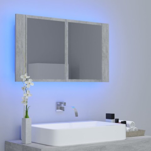  Szafka łazienkowa z lustrem i LED, szarość betonu, 80x12x45 cm Lumarko!