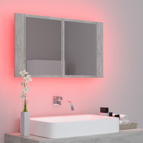  Szafka łazienkowa z lustrem i LED, szarość betonu, 80x12x45 cm Lumarko!