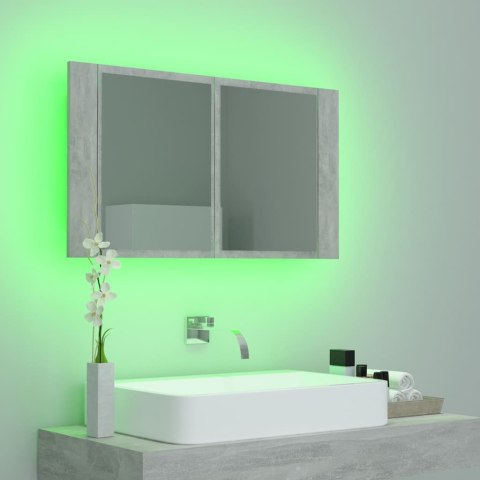  Szafka łazienkowa z lustrem i LED, szarość betonu, 80x12x45 cm Lumarko!
