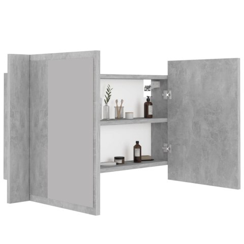  Szafka łazienkowa z lustrem i LED, szarość betonu, 80x12x45 cm Lumarko!