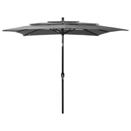  3-poziomowy parasol na aluminiowym słupku, antracyt, 2,5x2,5 m Lumarko!