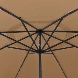  Parasol ogrodowy z LED i metalowym słupkiem, 400 cm, taupe Lumarko!