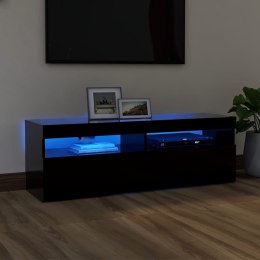 Szafka pod TV z oświetleniem LED, czarna, 120x35x40 cm Lumarko!