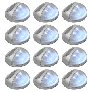  Ścienne lampy solarne LED na zewnątrz, 12 szt, okrągłe, srebrne Lumarko!