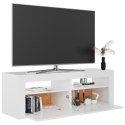 Szafka TV z oświetleniem LED, biała, wysoki połysk, 120x35x40cm Lumarko!