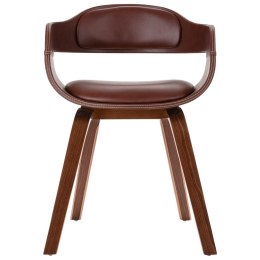 Lumarko  Krzesło stołowe, brązowe, gięte drewno i sztuczna skóra