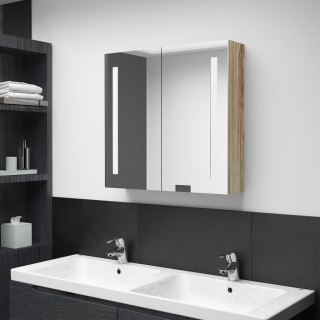   Szafka łazienkowa z lustrem i LED, kolor dębowy, 62x14x60 cm Lumarko!